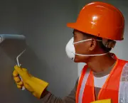 Painter worker wearing  safety work on job